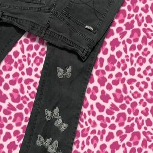 Brand- R.V.T Serve Piping Hot Vintage Flared Black Denim Butterfly Jeans SIZE 16